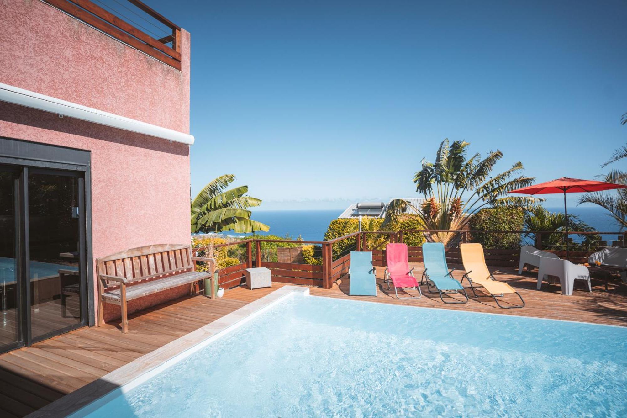 סן-לו Villa Sunset St Leu, Avec Sa Vue Plongeante Sur La Mer מראה חיצוני תמונה